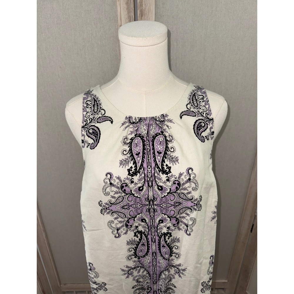 LOFT Paisley Print Dress Sleeveless Casual Dress Sun Dress Tank Dress Size 10 - Picture 6 of 10